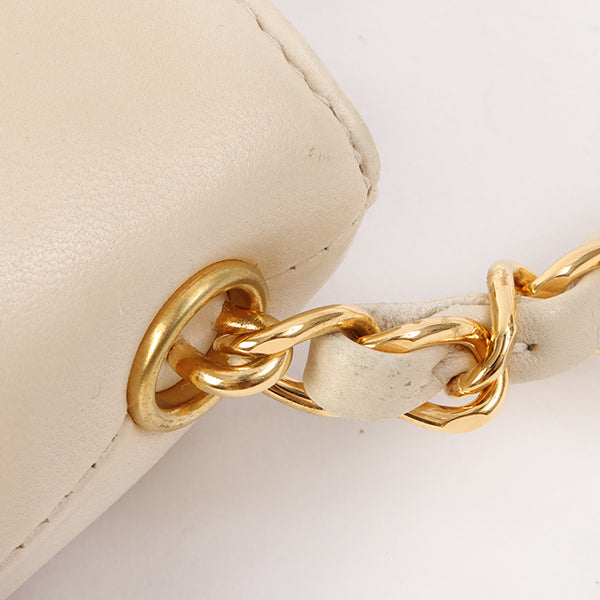 Chanel Around 1998 Made Turn-Lock Mini Chain Handle Bag Ivory