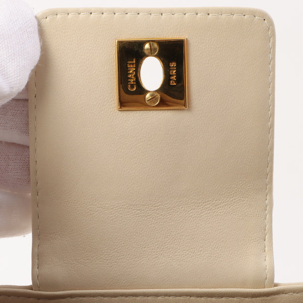 Chanel Around 1998 Made Turn-Lock Mini Chain Handle Bag Ivory