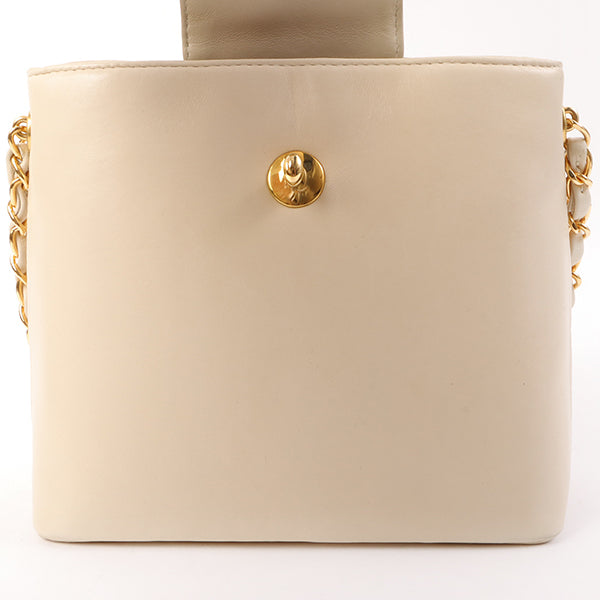 Chanel Around 1998 Made Turn-Lock Mini Chain Handle Bag Ivory