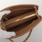 Chanel Around 1990 Made Chevron Cc Mark Plate Metal Clasp Chain Bag Pale Brown