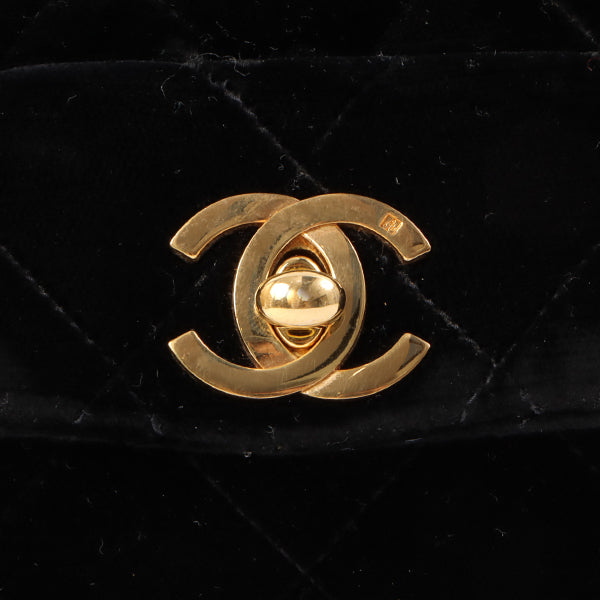Chanel Around 1992 Made Double Turn-Lock Velvet Mini Backpack Black