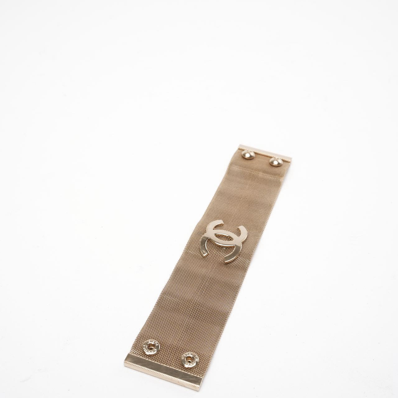 Chanel Metal Mesh CC Bracelet Light Gold