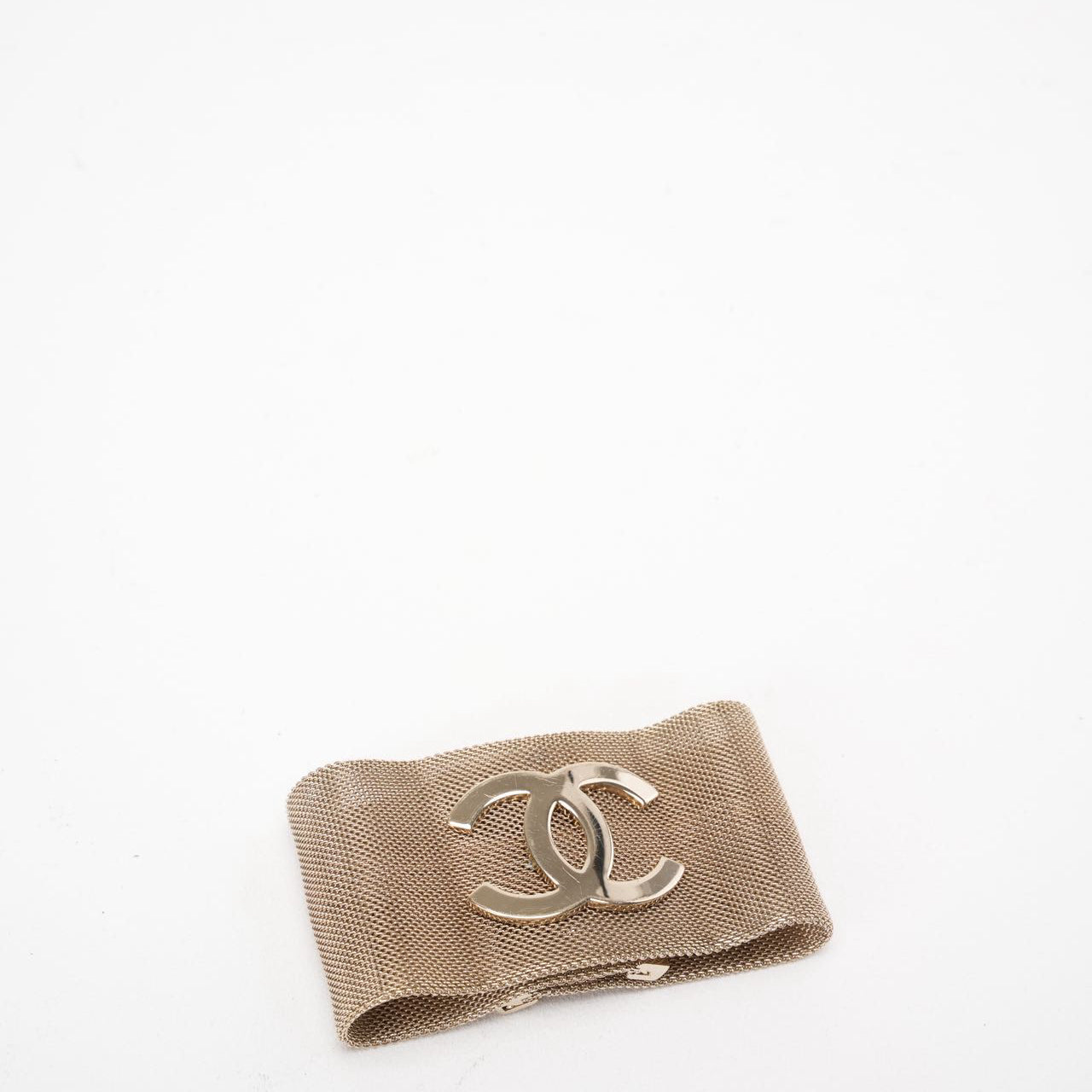 Chanel Metal Mesh CC Bracelet Light Gold