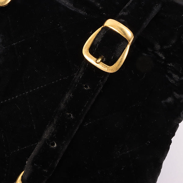 Chanel Around 1992 Made Double Turn-Lock Velvet Mini Backpack Black