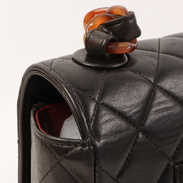 CHANEL Around 1995 Made Tortoiseshell Classic Flap Chain Bag 25Cm Black