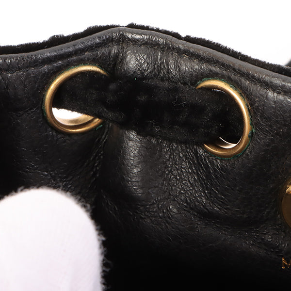Chanel Around 1992 Made Double Turn-Lock Velvet Mini Backpack Black