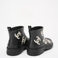 Chanel Black / White CC Caoutchouc Rain Boots Rubber 39