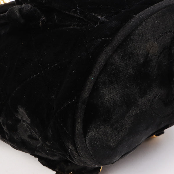 Chanel Around 1992 Made Double Turn-Lock Velvet Mini Backpack Black