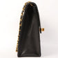 Chanel Around 1990 Made Design Flap Logo Turn Lock Chain Bag Black