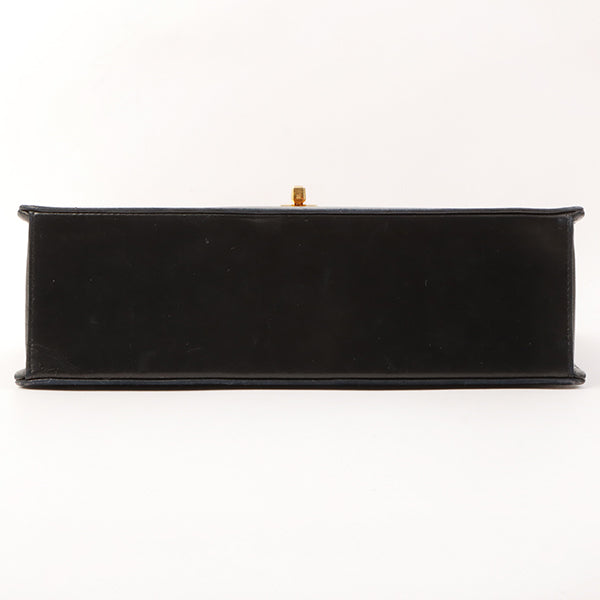 Chanel Around 1990 Made Design Flap Logo Turn Lock Chain Bag Black