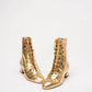 Chanel Leather Gold Ankle Boots 37.5