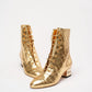 Chanel Leather Gold Ankle Boots 37.5