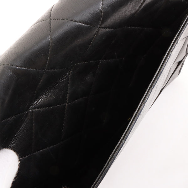 Chanel Around 1990 Made Design Flap Logo Turn Lock Chain Bag Black