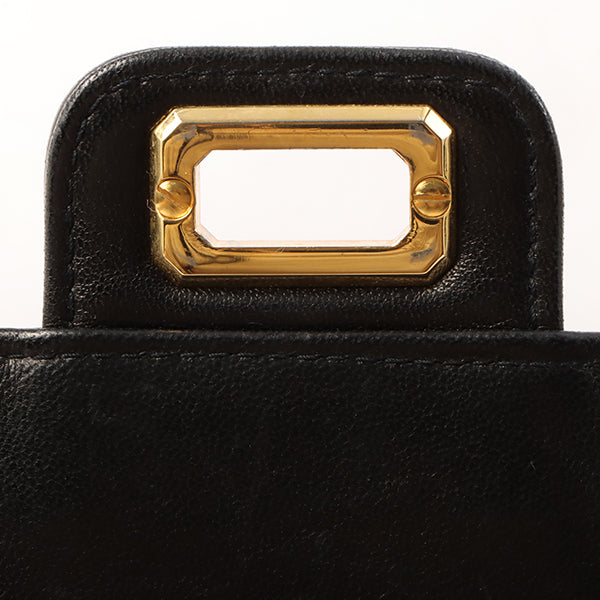 Chanel Around 1990 Made Design Flap Logo Turn Lock Chain Bag Black