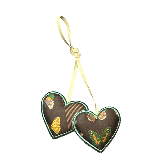 Farfalle Brown Scarf Double Heart Bag Charm