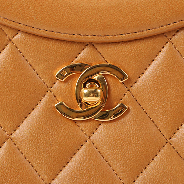 Chanel Around 1990 Made Turn-Lock 2Way Chain Bag Camel