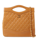 Chanel Around 1990 Made Turn-Lock 2Way Chain Bag Camel
