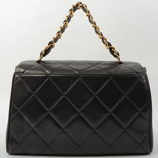 Chanel Around 1995 Made Design Flap Turn-Lock Chain Hand Bag Black