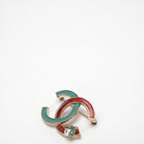Chanel CC Logo Brooch Red and Green