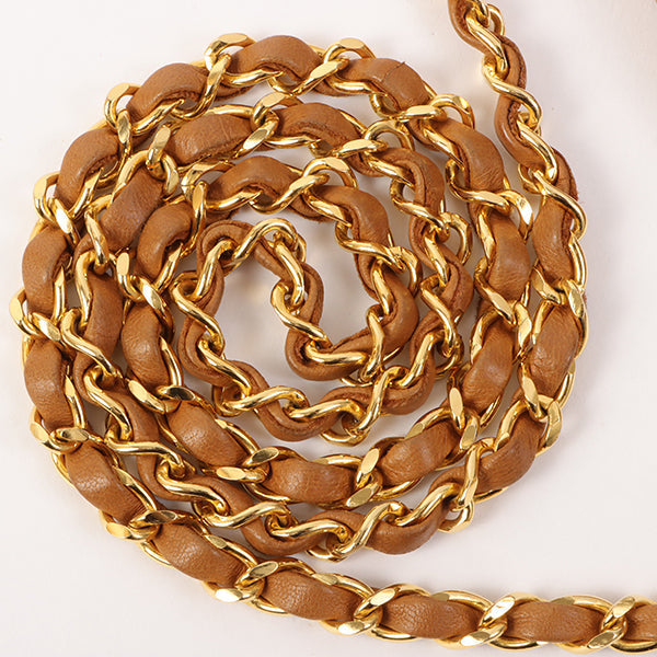 Chanel Around 1990 Made Turn-Lock 2Way Chain Bag Camel