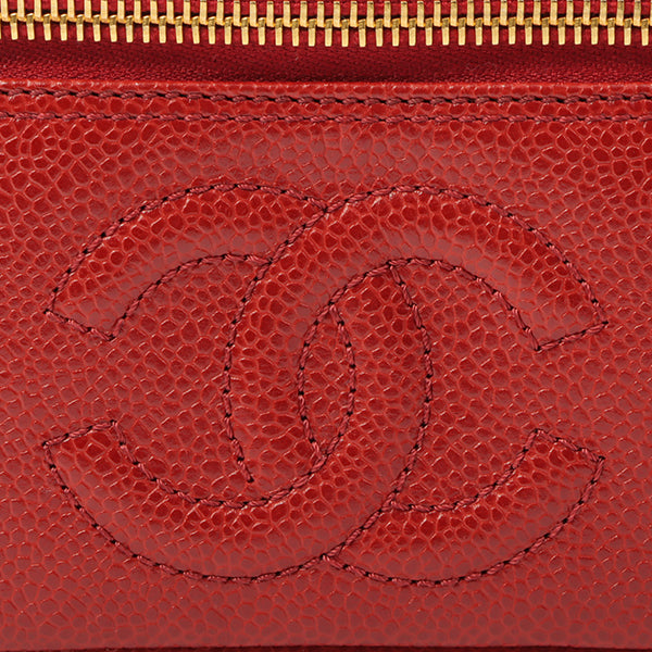 Chanel Around 1998 Made Caviar Skin Cc Mark Stitch Vanity Red