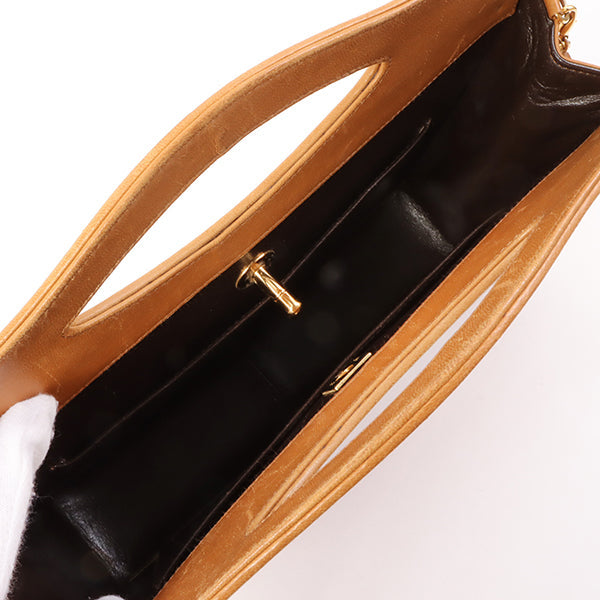 Chanel Around 1990 Made Turn-Lock 2Way Chain Bag Camel