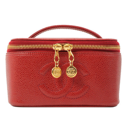 Chanel Around 1998 Made Caviar Skin Cc Mark Stitch Vanity Red