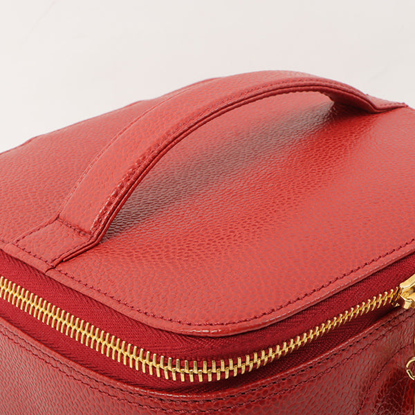 Chanel Around 1998 Made Caviar Skin Cc Mark Stitch Vanity Red