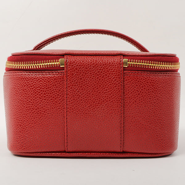 Chanel Around 1998 Made Caviar Skin Cc Mark Stitch Vanity Red