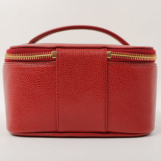 Chanel Around 1998 Made Caviar Skin Cc Mark Stitch Vanity Red