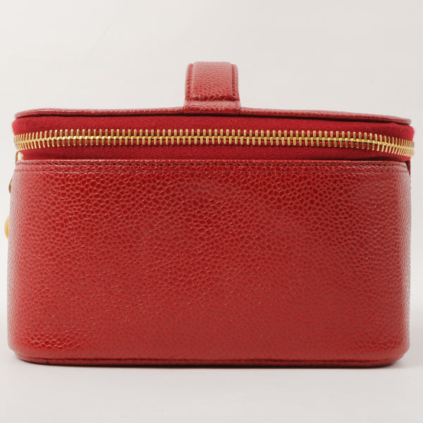 Chanel Around 1998 Made Caviar Skin Cc Mark Stitch Vanity Red