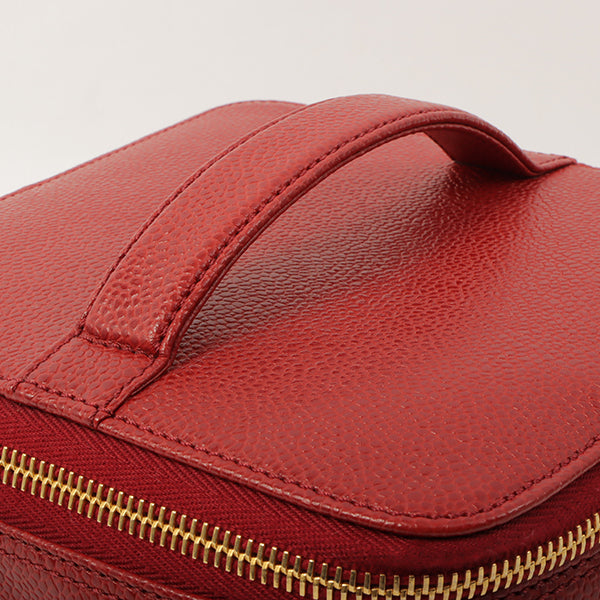Chanel Around 1998 Made Caviar Skin Cc Mark Stitch Vanity Red