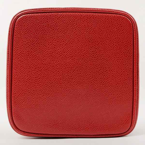 Chanel Around 1998 Made Caviar Skin Cc Mark Stitch Vanity Red