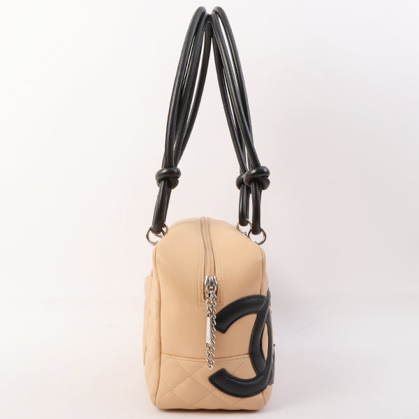 Chanel Around 2005 Made Cambon Shoulder Bag Beige/Black