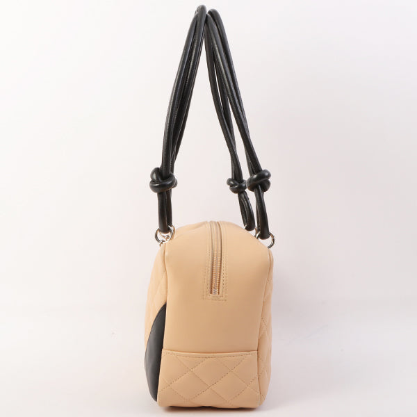 Chanel Around 2005 Made Cambon Shoulder Bag Beige/Black