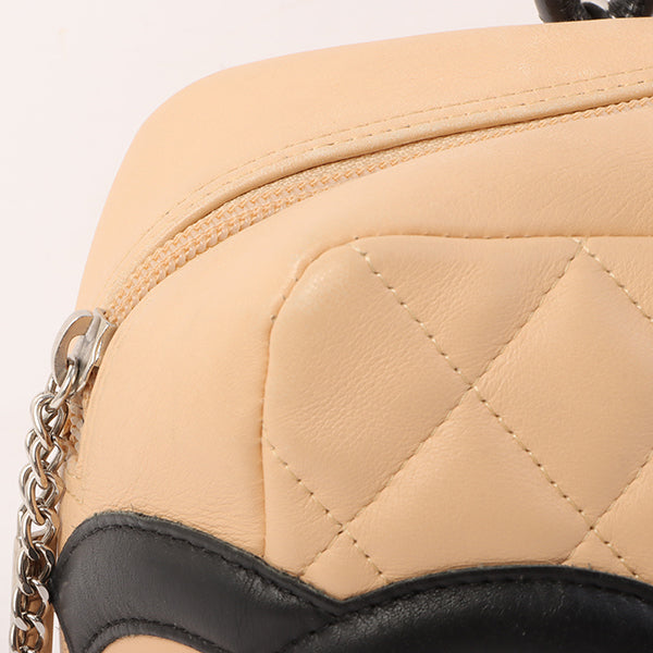 Chanel Around 2005 Made Cambon Shoulder Bag Beige/Black
