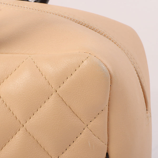Chanel Around 2005 Made Cambon Shoulder Bag Beige/Black