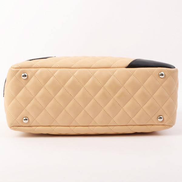 Chanel Around 2005 Made Cambon Shoulder Bag Beige/Black