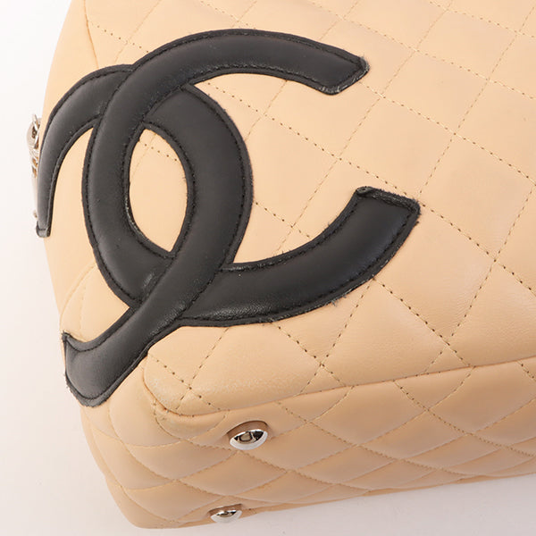 Chanel Around 2005 Made Cambon Shoulder Bag Beige/Black