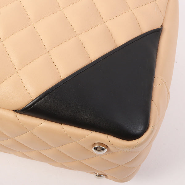 Chanel Around 2005 Made Cambon Shoulder Bag Beige/Black