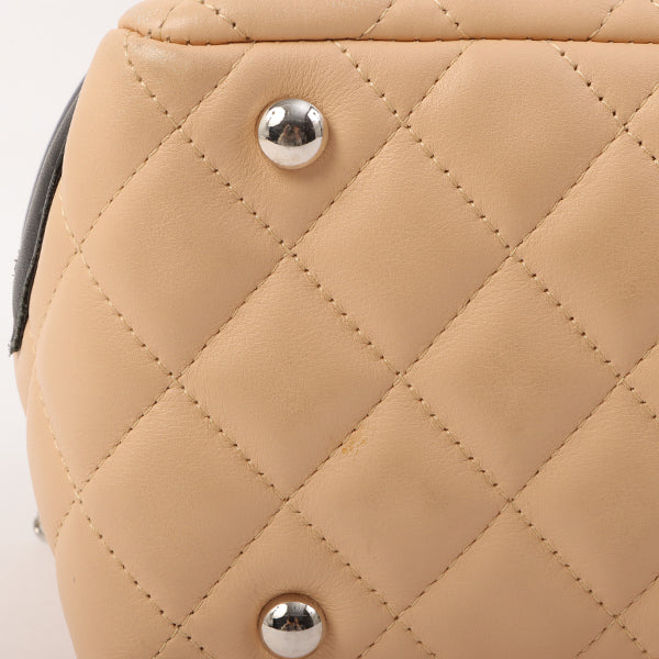 Chanel Around 2005 Made Cambon Shoulder Bag Beige/Black