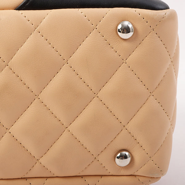 Chanel Around 2005 Made Cambon Shoulder Bag Beige/Black
