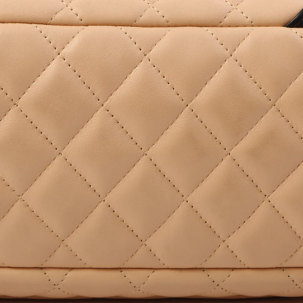 Chanel Around 2005 Made Cambon Shoulder Bag Beige/Black