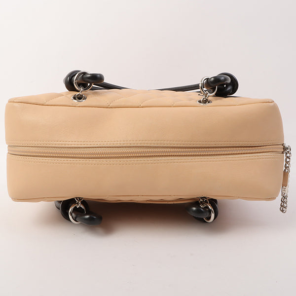 Chanel Around 2005 Made Cambon Shoulder Bag Beige/Black
