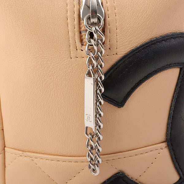 Chanel Around 2005 Made Cambon Shoulder Bag Beige/Black