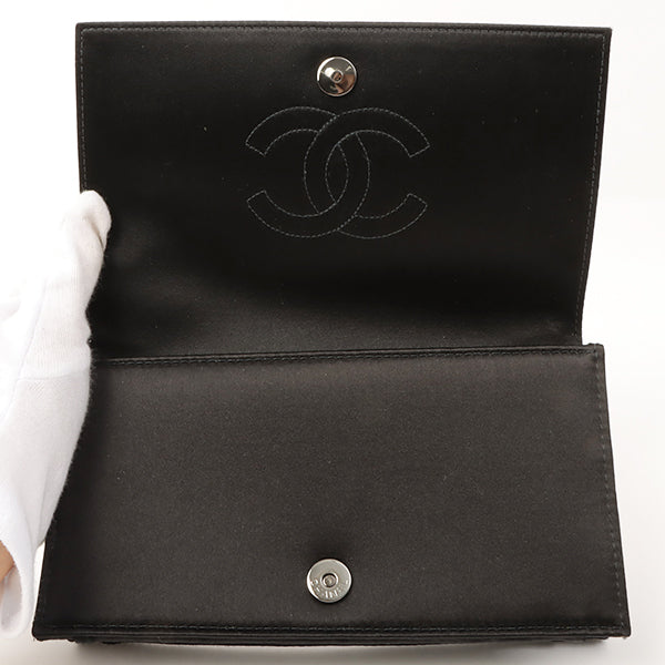 Chanel Around 2004 Made Sequins Satin Clutch Bag Pink/Black