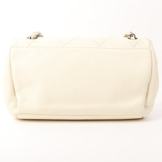 Chanel Around 2005 Made Logo Plate Chain Bag Ivory