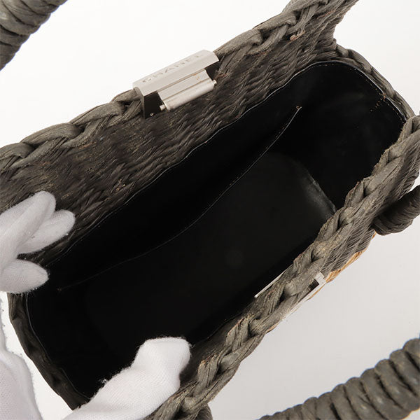 Chanel Around 1998 Made Paper Logo Plate Handbag Grey/Natural