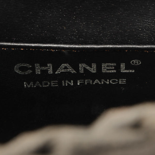 Chanel Around 1998 Made Paper Logo Plate Handbag Grey/Natural