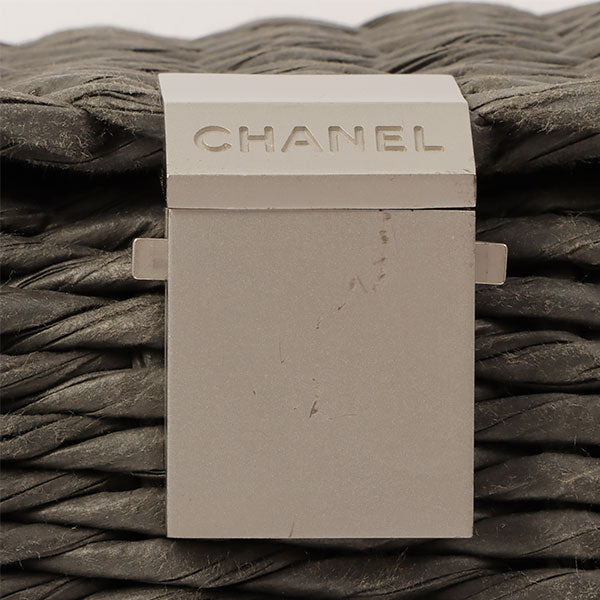 Chanel Around 1998 Made Paper Logo Plate Handbag Grey/Natural